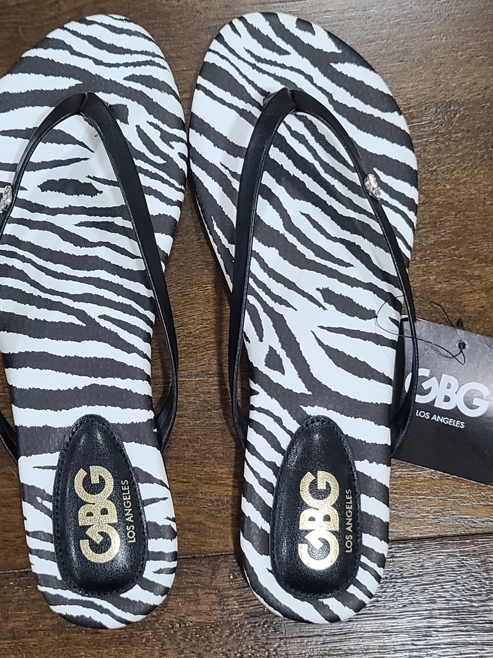 GBG Los Angeles "Bayla" Flip Flops Zebra Pattern Women's